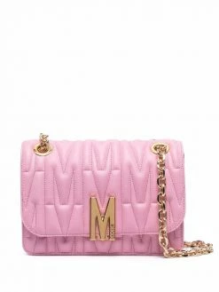 Moschino logo-plaque quilted leather shoulder bag