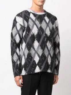 Moschino argyle-pattern wool-blend jumper