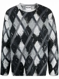 Moschino argyle-pattern wool-blend jumper