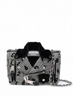 Moschino Biker houndstooth-print crossbody bag