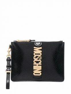 Moschino snakeskin-effect leather clutch bag