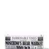 Moschino logo newspaper-print clutch bag