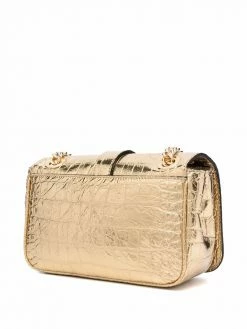 Moschino metallic croc-effect crossbody bag