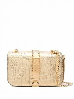 Moschino metallic croc-effect crossbody bag