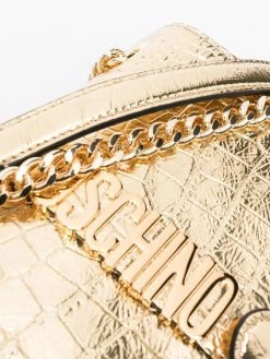 Moschino metallic croc-effect crossbody bag