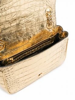 Moschino metallic croc-effect crossbody bag