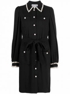 Moschino pearl-embellished shirt dress