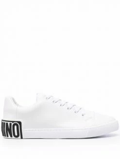Moschino logo patch leather sneakers