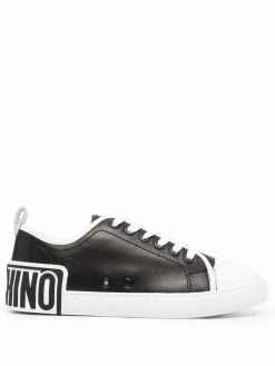 Moschino embossed-logo leather trainers