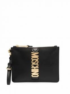 Moschino logo-plaque clutch bag