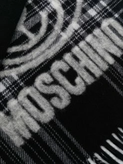 Moschino tartan-check logo knitted scarf