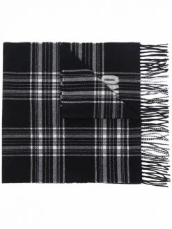 Moschino tartan-check logo knitted scarf