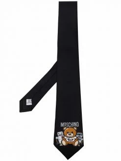 Moschino logo-print silk tie