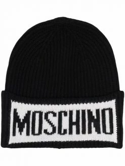 Moschino logo-print knitted beanie