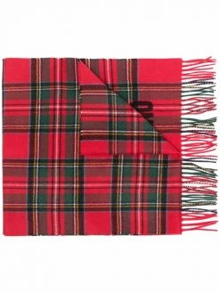 Moschino logo-print tartan scarf