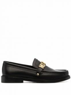 Moschino logo-plaque leather loafers
