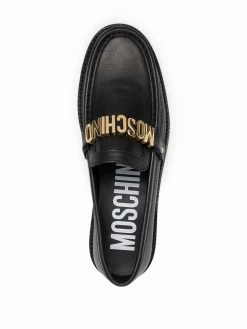 Moschino logo-plaque leather loafers