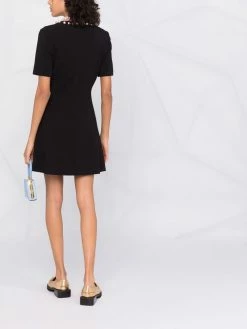 Moschino pearl-embellished flared dress