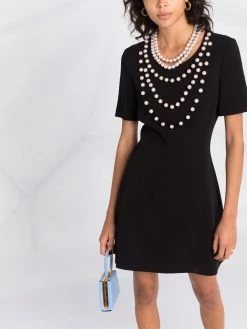 Moschino pearl-embellished flared dress