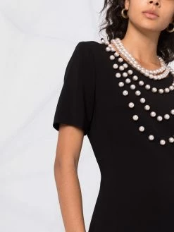 Moschino pearl-embellished flared dress