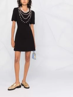 Moschino pearl-embellished flared dress