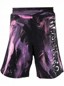 Moschino painterly-print track shorts