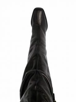 Moschino logo plaque knee-length boots