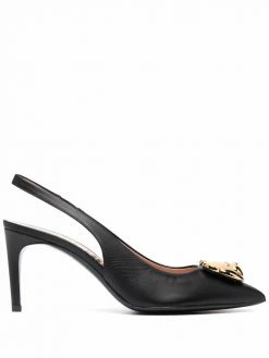 Moschino teddy bear plaque slingback pumps