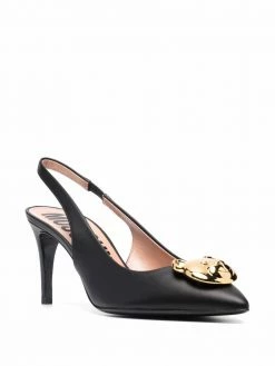 Moschino teddy bear plaque slingback pumps
