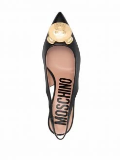 Moschino teddy bear plaque slingback pumps