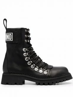 Moschino rear logo-patch boots