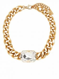 Moschino crystal curb chain necklace
