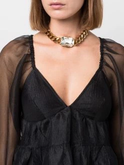 Moschino crystal curb chain necklace