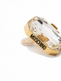 Moschino large crystal clip-on earrings