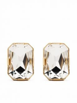Moschino large crystal clip-on earrings