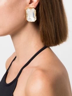 Moschino large crystal clip-on earrings