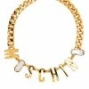 Moschino crystal logo curb chain necklace