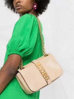 Moschino lizard-effect leather satchel bag