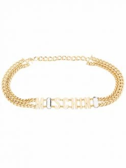 Moschino logo-plaque chain-link bracelet