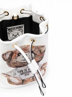 Moschino teddy bear leather bucket bag