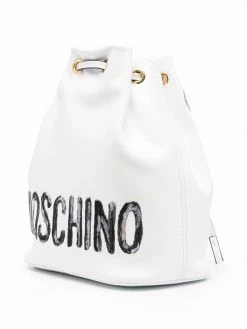 Moschino teddy bear leather bucket bag