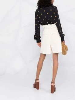 Moschino Teddy Bear-embroidered pussy bow blouse