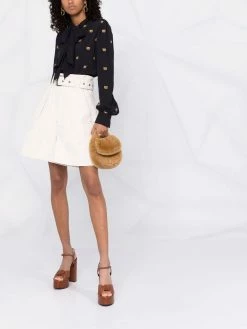 Moschino Teddy Bear-embroidered pussy bow blouse