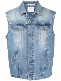 Moschino embroidered logo denim vest