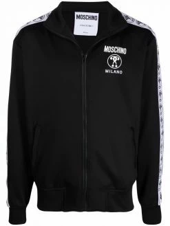 Moschino logo-striped zipped jumper