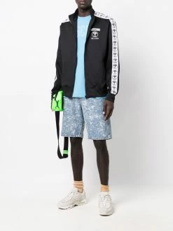 Moschino logo-striped zipped jumper