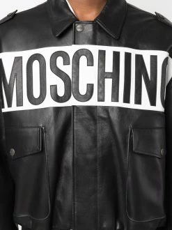 Best deal ๐ Moschino Logo print leather jacket โค๏ธ 11 Moschino logo-print leather jacket