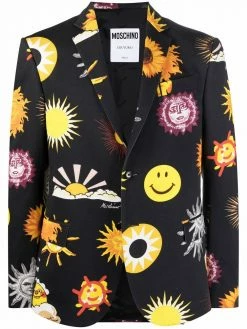 Moschino graphic-print single-breasted blazer