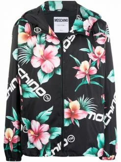 Moschino Hawaiian print hooded coat