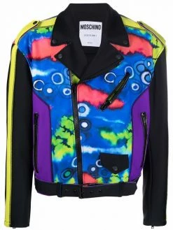 Moschino tie dye-print biker jacket